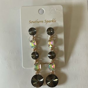 Iridescent and Smokey Gray drop earrings